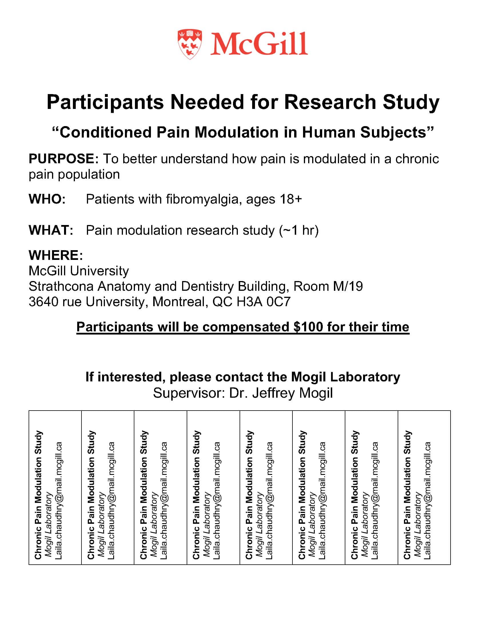 Conditioned Pain Modulation in Human Subjects