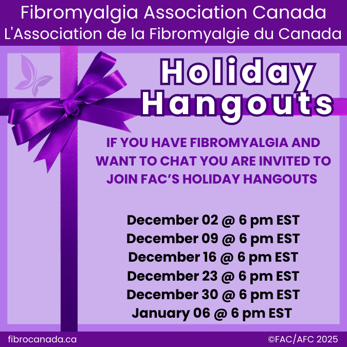 Advertising FAC's Holiday Hangouts and lists the dates for each event.